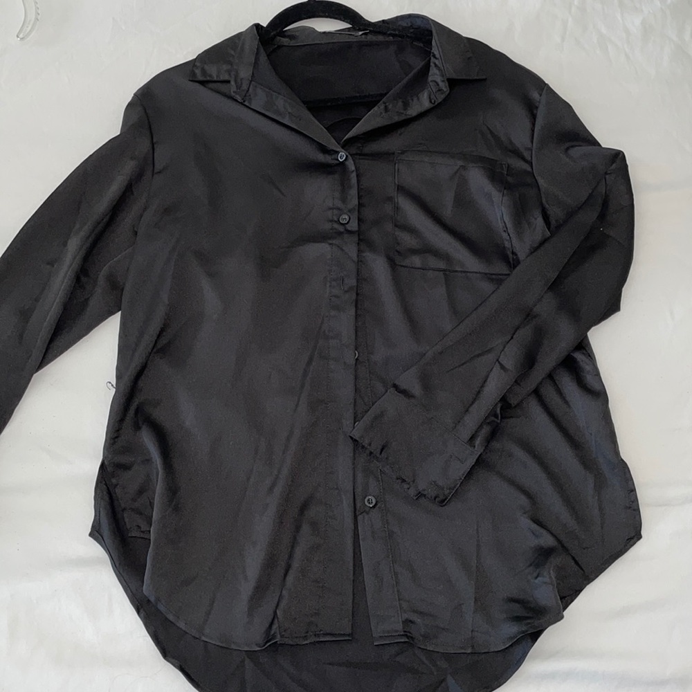Silky black button up